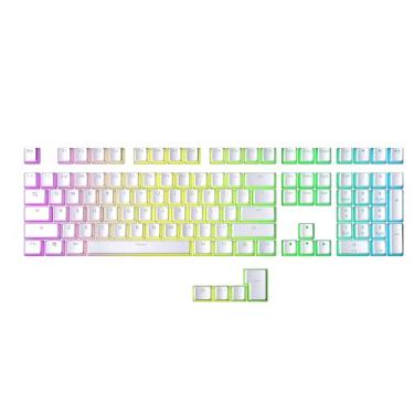 Imagem de Geeky Teclas Pudim | Double Shot PBT | 112 teclas | Camada translúcida | Suporta 60%, TKL e teclados mecânicos RGB de tamanho normal | Layout ANSI (EUA) e 4 teclas ISO (branco)