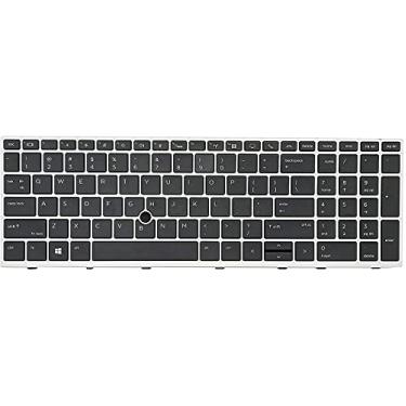 Imagem de Teclado de substituição para laptop HP EliteBook 850 G5 850 G6 755 G5, Zbook 15u G5 e Zbook 15u G6, teclado HP Elitebook 850 G6 com moldura prata com retroiluminação com layout Point US