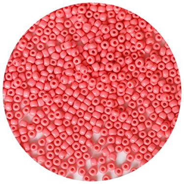 Imagem de Bala&Fillic Grânulos de semente de 4 mm cor pêssego cerca de 1200 peças/100 gramas em saco, 6/0 contas de artesanato de vidro para fazer pulseira e colar (pêssego)