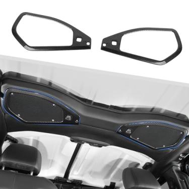 Imagem de Jimen Capa para alto-falante JL/JT, 2 peças de capa de acabamento de alto-falante superior de teto, acessórios internos compatíveis com Jeep Wrangler JL JLU e Jeep Gladiator JT 2024+ (fibra de