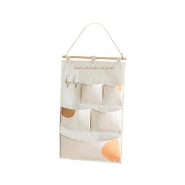 Imagem de Generic Organizador de Porta com Bolsos para Armazenamento em Parede para Cozinha E Quarto, 5 Bolsos Cáqui, Tamanho real