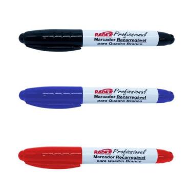 Imagem de Marcador Para Quadro Branco Kit com 3 Canetas Recarregável  - Kit 3 Ma