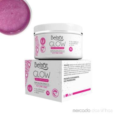 Imagem de Gel Glitter Glow Hard Beltrat 30g - Unhas De Gel Alongamento, Hot Pink