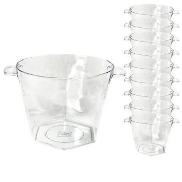 Imagem de Balde Gelo Acrílico Cerveja Champanhe Bebida 4250ml Kit10pçs - Lsc Toy
