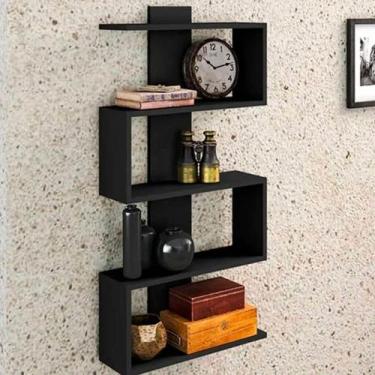 Imagem de Estante Decorativa Nichos Para Livros e Objetos Preto Lilies Móveis - 