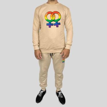 Imagem de Conjunto Calça e Blusa Moletom Careca Sem Capuz Algodão LGBT - MP Moda