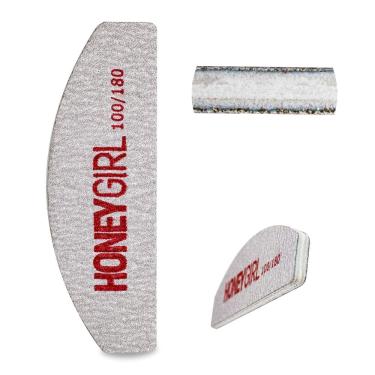 Imagem de Kit 25 Mini Lixa Bumerangue Lavável Unhas 100/180 Honey Girl