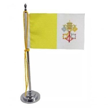 Imagem de Mini Bandeira De Mesa Do Vaticano 15 Cm Poliéster
