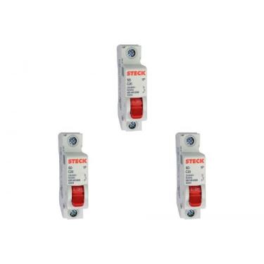 Imagem de Kit C/3 - Disjuntor Steck Din Unipolar 20A Sd61 C Sdd61C20