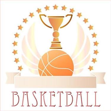 Imagem de Stencil Litoarte Rose Ferreira 20 x 20 cm - STXX-143 Emblema Basketbal