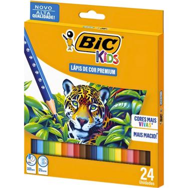 Imagem de Lápis de Cor Sextavado Kids Madeira Resistente 24 Cores Bic