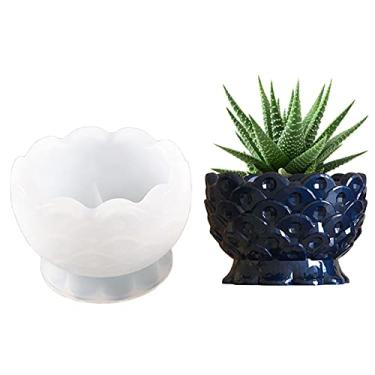 Imagem de Moldes de silicone para vasos de flores, moldes para plantadores de silicone, moldes de argila de cimento de concreto, moldes de tigela redonda de resina, moldes para fabricação de sabão de vela