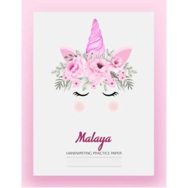 Imagem de Malaya Handwriting Journal - Handwriting Practice Paper Floral Unicorn with Blank Writing Sheet: Primary Composition Notebook Personalized Name Unicorn Journal for Girls