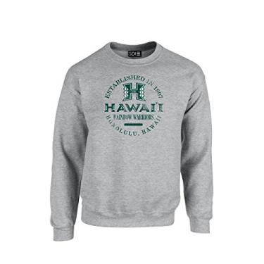 Imagem de Hawaii Rainbow Warriors 50/50 Blended 226 g Moletom de gola redonda, cinza esportivo, médio