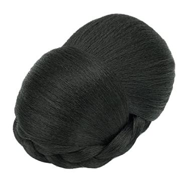 Imagem de IMISSU Cobertura de cabelo trançado chignon dançarina rosquinha pedaços de cabelo scrunchies coque de cabelo peruca grampos updo (M2 Preto)