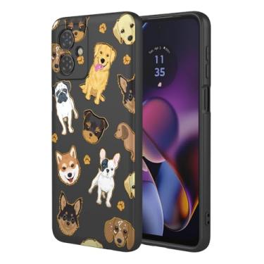 Imagem de HTXWXJC Capa de celular para Moto G54 Power/Moto G54, capa para Motorola G64, XT2343 capa à prova de choque flexível bumper TPU capa macia padrão cão capa para celular Motorola Moto G54 Black Dog
