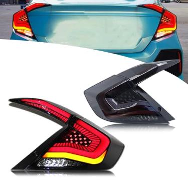 Imagem de Novo acessório compatível com Honda Civic 2016-2021 Sedan 10ª geração de luzes traseiras LED completas com sequencial sequencial conjunto de lâmpadas traseiras de animação dinâmica [Não serve para