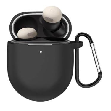 Imagem de A-Focus Capa para Pixel Buds Pro 2, capa de silicone macio à prova de choque com acessórios para chaveiro, compatível com Pixel Buds Pro 2, preto