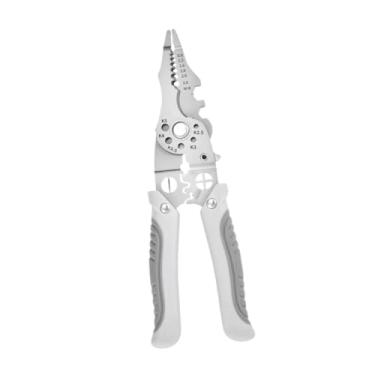 Imagem de Generic Descascador de fio crimper portátil confortável aperto mão ferramenta de fiação multifuncional ferramenta de descascamento de fio friso divisão, Cinza