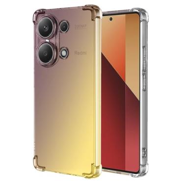 Imagem de Vokuha Capa de telefone para Redmi Note 13 Pro 4G / Poco M6 Pro 4G, TPU transparente com gradiente, proteção premium com absorção de choque, dourado/preto