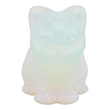 Imagem de Decoração de Gato Estátua de Gato Estatueta de Pedra Lucky Cute Kitten Estatueta de Cristal Estátua de Gato para Sorte e Sabedoria, Presentes de Prosperidade, Decoração de (Opala