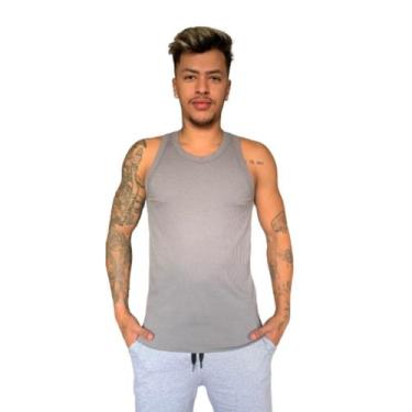 Imagem de Camiseta Camisa Regata Americana Canelada Masculina - Rivas, Cinza, G