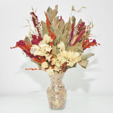 Imagem de Arranjo de flores desidratadas petit core vibrantes + vaso de vidro - 