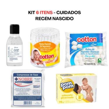 Imagem de kit Higiene Para Bebê Recém-Nascido 6 Produtos - Cotton Line, KIT 1 - 
