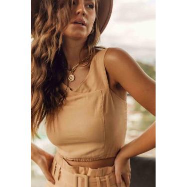Imagem de Blusinha Top Cropped com Detalhe X Busto Alça Larga Elástico - CYNDRA,