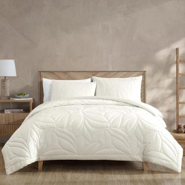 Imagem de Riverbrook Home Naomi Conjunto de edredom acolchoado de microfibra de 3 peças, casal/Queen, branco