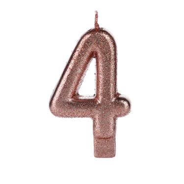 Imagem de Vela Aniversário Cintilante Glitter Rosé Gold Número 4 - Silverfestas