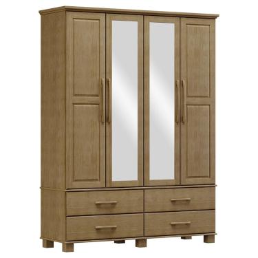 Imagem de Guarda Roupa 4P 4G Espelho Madeira Maciça 168 cm 2252 Freijo Milani Store