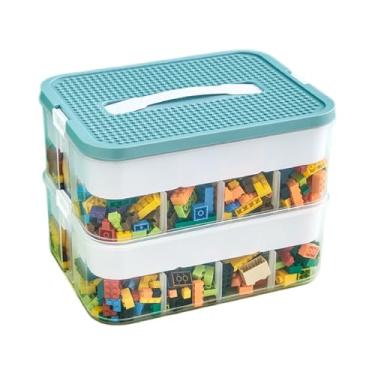 Imagem de Organizador de brinquedos caixa de armazenamento de plástico para Lego bloco de construção empilhável caixa de organização de sala de jogos para Lego, jogos de tabuleiro, suprimentos de artesanato