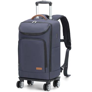 Imagem de Lekebobor Mochila com rodinhas de viagem, mochila impermeável de 45,7 cm com rodas de 360° para laptop de 15,6 polegadas, linha aérea conversível, Azul, 15.6 inch