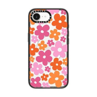 Imagem de CASETiFY Capa Impact para iPhone 16e [proteção contra quedas de grau militar de 2,5 m 4X/compatível com Magsafe] - Floral abstrato - preto transparente