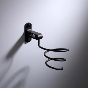 Imagem de Acessórios de banheiro de alumínio, porta-toalhas preto, anel de toalha, suporte para secador de cabelo, suporte para papel higiênico de parede, cesta de sabão, suporte para soprador de ar