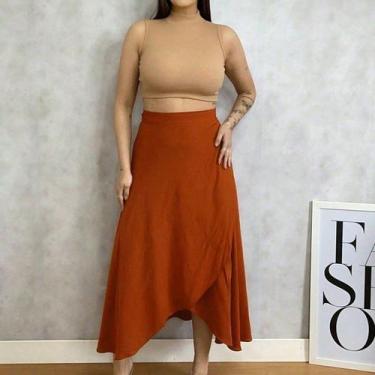 Imagem de A-Lows A&L Saia envelope feminina com forro de viscolinho, Marrom, 36-