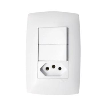 Imagem de Conjunto 2 Interruptores Simples + Tomada Com Placa 20A Home