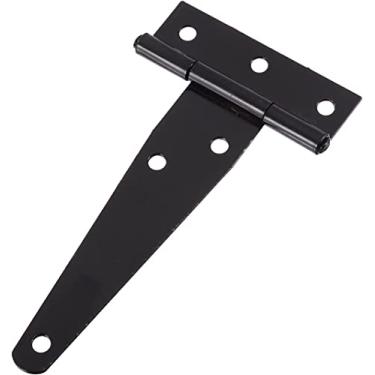 Imagem de AMITVA 2 peças de dobradiças de porta de madeira para galpão de armário em forma de T pintadas em preto / prata, ferragens de 2/3/4/5 polegadas, dobradiças de aço inoxidável - Black, 3 polegadas