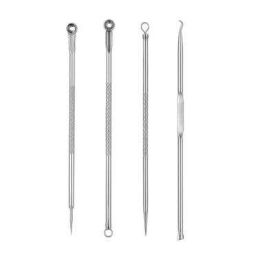 Imagem de Tira Cravos Espinhas e Acnes Removedor Extrator Aço Inoxidável Kit com 4 Unidades