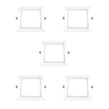 Imagem de 5 Plafon Ourolux Embutir 18w Biv 2700k Quadrado