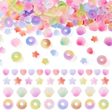 Imagem de Beadthoven 160 peças de pingentes de geleca de resina açúcar flatback gomoso contas de doces coração estrela donuts cachorro mistura fofo pingente kawaii para enfeites de telefone celular scrapbooking