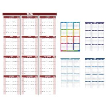 Imagem de Kuraoyan Calendário de parede 2026 de 88 cm x 58 cm, grande, vertical, anual, para pendurar na parede com data juliana, calendário de papel grosso, planejador de parede anual de 12 meses, para