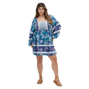 Imagem de City Chic Mini vestido jasmim azul-petróleo plus size, Borda da joia, 54