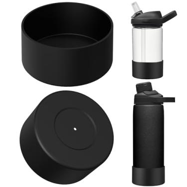 Imagem de Linkidea Bota para garrafa de água compatível com CamelBak Eddy+ 590 g/740 ml, Chute Mag 567 g/740 ml, tampa de transporte, protetor de silicone antiderrapante para garrafa (preto/pacote com 2)