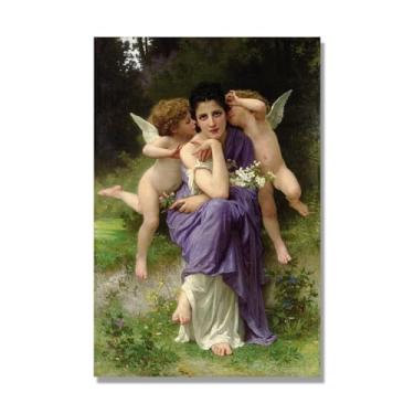 Imagem de NHLDZYH William Adolphe Bouguereau Impressões artísticas - Pintura de retrato - (Canção da primavera) - Pôster temático de mitologia grega - Pôster de decoração de parede vintage. Tela 40 x 60 cm