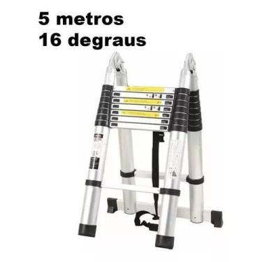 Imagem de Escada Alumínio Telescópica V Multifuncional 5m 16 Degraus - NAKAZAKI