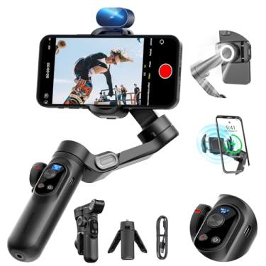 Imagem de Estabilizador gimbal para smartphone, estabilizador de 3 eixos para iPhone e Android, sensor de rastreamento de IA (sem aplicativo), gimbal de telefone com tela OLED/luz integrada, versão AOCHUAN X