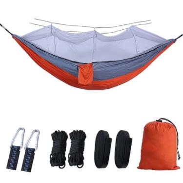 Imagem de Rede de Descanso com Mosquiteiro, 260 x 140 cm, Laranja e Cinza, com Kit de Instalação