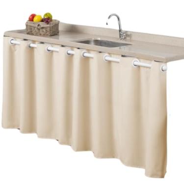 Imagem de Cortina pra Pia Microfibra 2,80M x 80CM Cozinha e Lavanderia Simples Cores Vivas Revenda (PALHA)